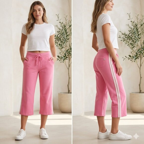 New York & Company Pants - New York & Company Pink Crop Sweatpants Side Stripe Y2K Lounge Size Small